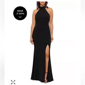 Halter neck black gown formal black tie